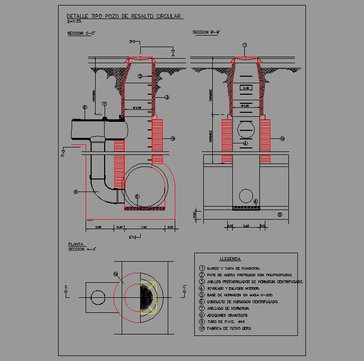 Bloque Autocad Pozo resalto circular